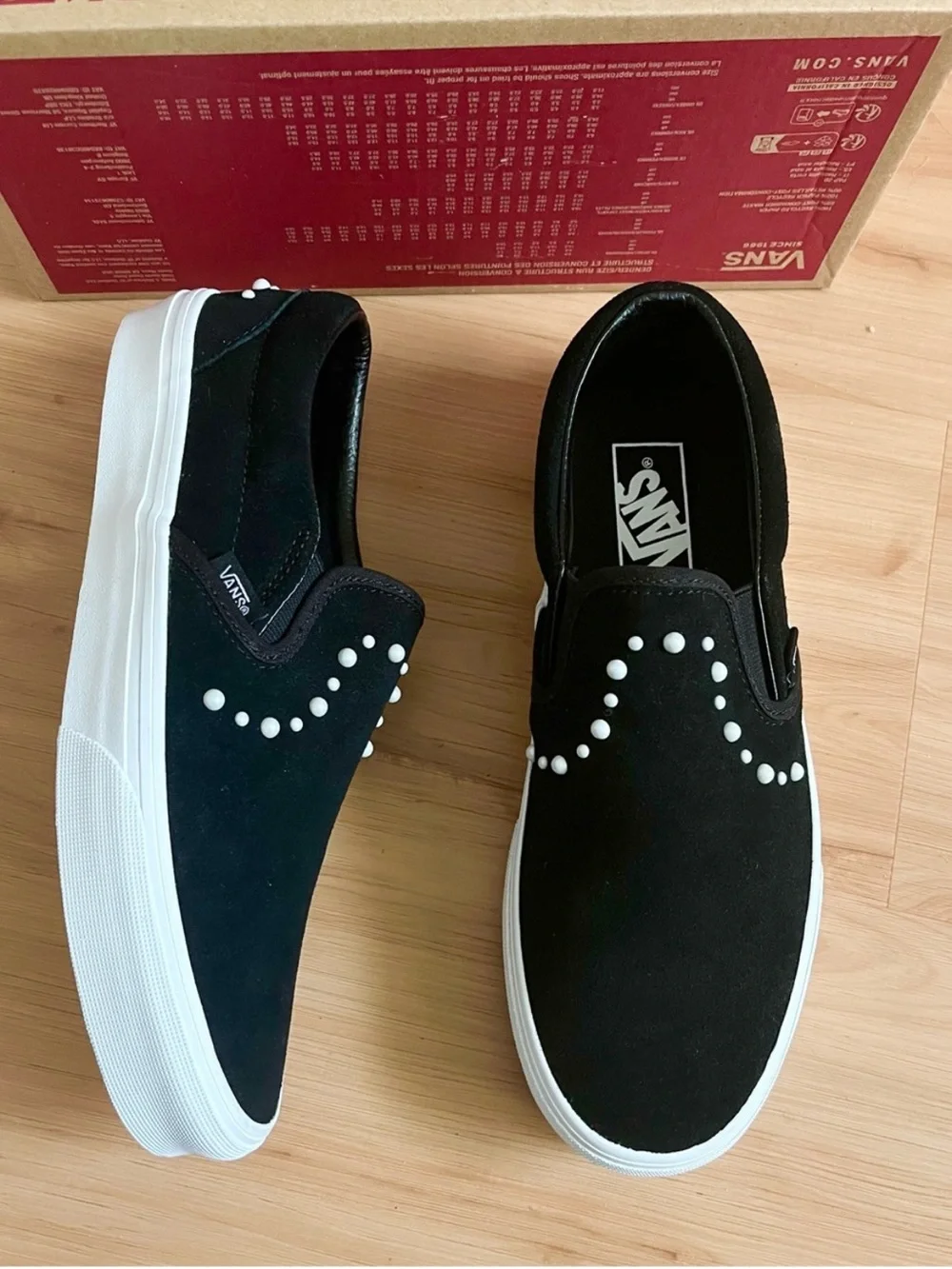 Vans Classic Slip-On Suede Pearl Black Shoes Women 9.0US